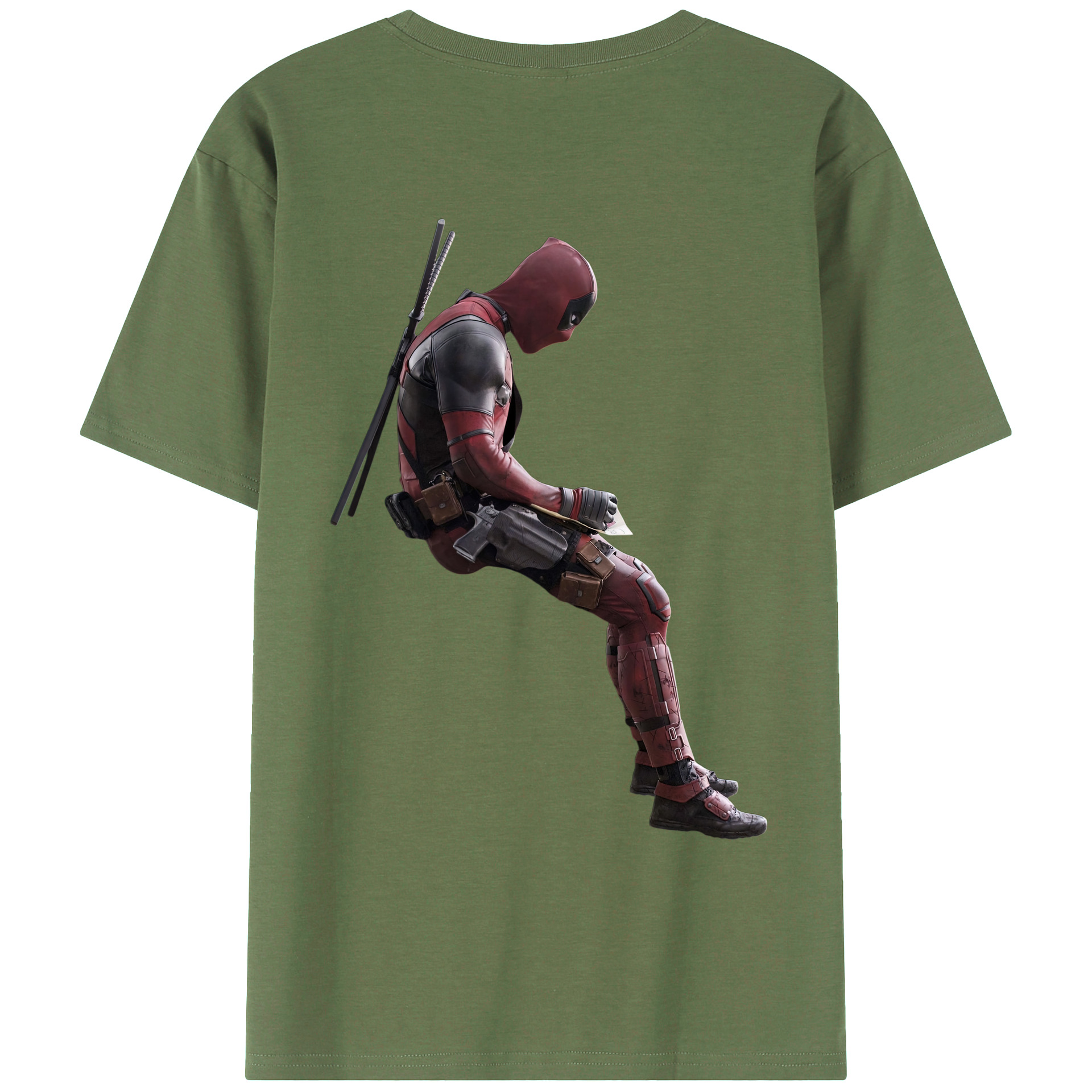（画像用） Deadpool デッドプール 綿100％ メンズ半袖Tシャツ（バックプリント） 通気性